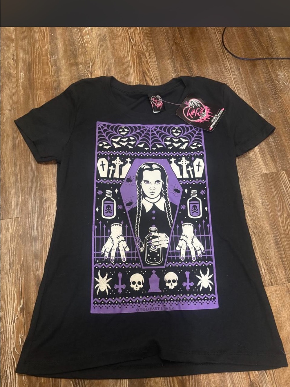 Too Fast Black & Purple Gothic Coffin Graphic Men’s Tee